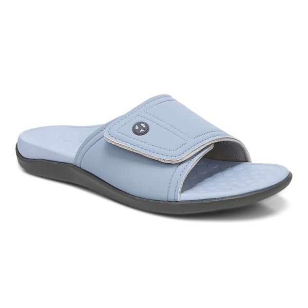 Vionic Sandals Ireland - Kiwi Slide Sandal Blue - Mens Shoes For Sale | POXZR-4073